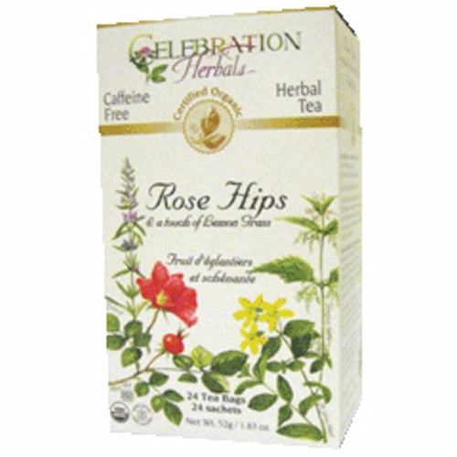 Celebration Herbals, Organic Rose Hips with Lemongrass Tea, 24 Bags