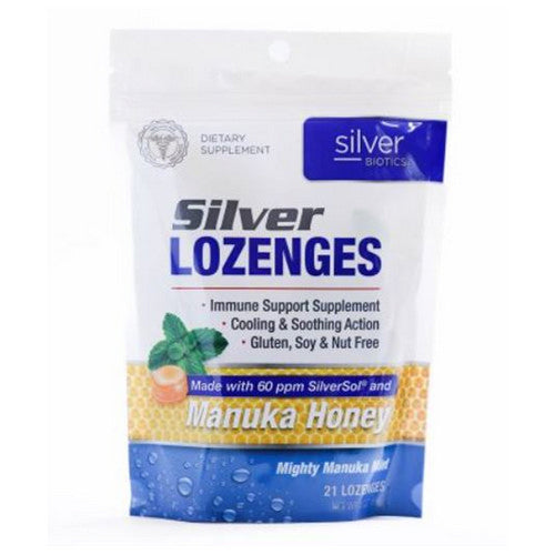 Silver Biotics (American Biotech Labs), Silver Lozenges with Honey, Mighty Manuka Mint 21 Count
