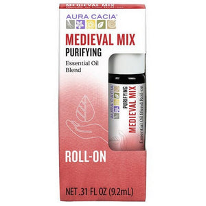 Aura Cacia, Essential Oil Blend Cleansing Aroma Roll On, Medieval Mix .31 Oz