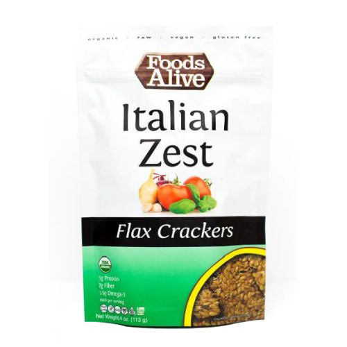Foods Alive, Italian Zest Flax Crackers, 4 Oz