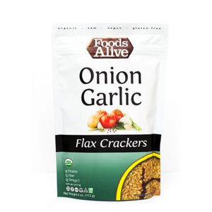 Foods Alive, Onion Garlic Flax Crackers, 4 Oz
