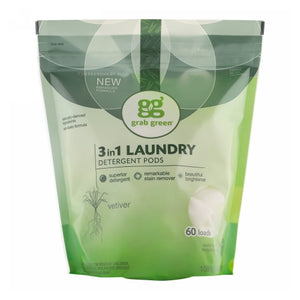 Grab Green, 3 in 1 Laundry Detergent Pods Vetiver, 60 Pods