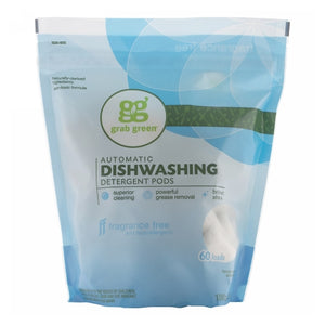 Grab Green, Automatic Dishwasher Pods Fragrance Free, 60 Pods