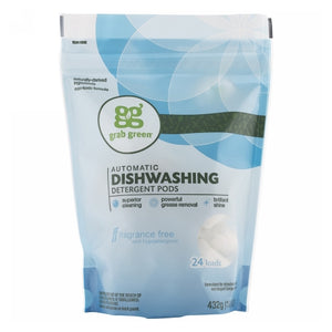 Grab Green, Dishwasher Detergent Pods, Fragrance Free 432 Grams