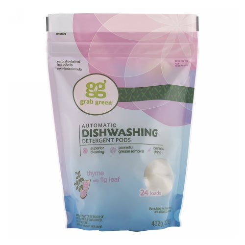 Grab Green, Dishwasher Detergent Pods, Thyme with Fig Leaf 432 Grams