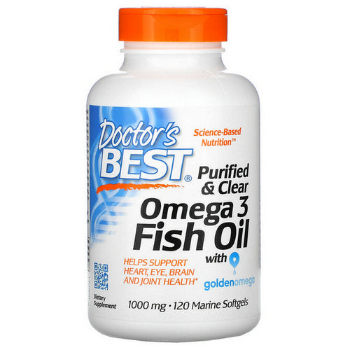 Doctors Best, Purified & Clear Omega 3 Fish Oil, 120 Softgels