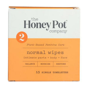 The Honey Pot, Intimate Wipes Normal, 15 Count
