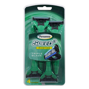 Personna, Triple Blade Speed 3 Pivoting Disposable Razor, 4 Count