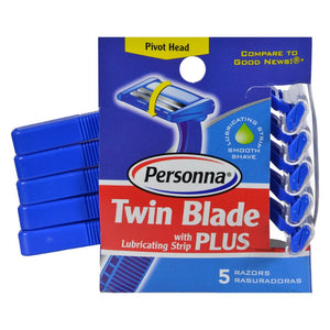 Personna, Twin Blade Plus Razor for Men, 5 Count
