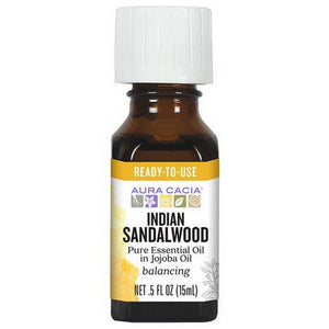 Aura Cacia, Indian Sandalwood Jojoba Essential Oil, 0.5 Oz