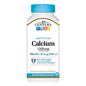 21st Century, 21st Century Liquid Filled Calcium 1200 mg + D3, 90 Caps