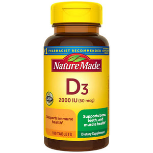 Nature Made, Nature Made Vitamin D3 Tablets, 2000 IU, 100 Tabs