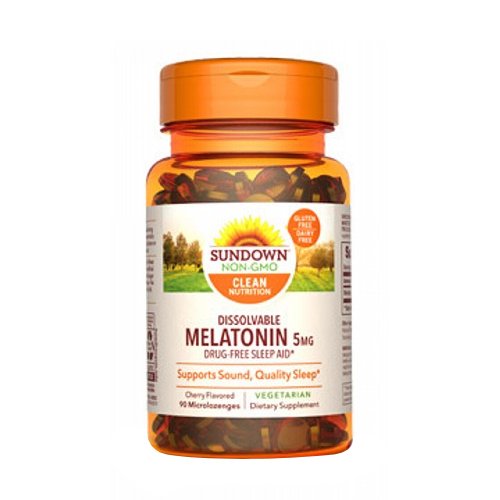 Sundown Naturals, Sundown Naturals Dissolvable Melatonin Microlozenges Natural Cherry Flavor, 5 mg, 90 Each