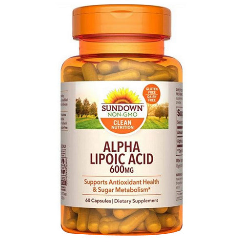 Sundown Naturals, Sundown Naturals Alpha Lipoic Acid Capsules, 600 mg, 60 Caps