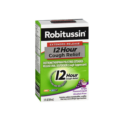 Robitussin, Robitussin 12 Hour Cough Relief Liquid Grape Flavored, 3 Oz