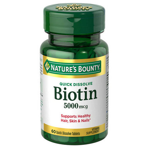 Nature's Bounty, Nature's Bounty Biotin 5000 mcg Quick Dissolve Tablets, 60 Tablets