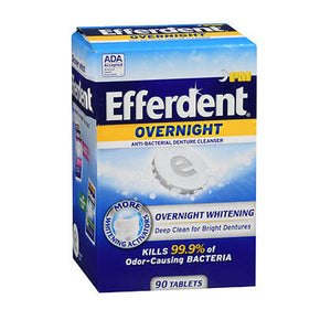Med Tech Products, Efferdent Overnight Whitening Anti-Bacterial, 90 Tabs