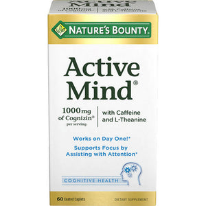 Nature's Bounty, Nature's Bounty Active Mind Dietary Supplement Caplets, 60 Tablets