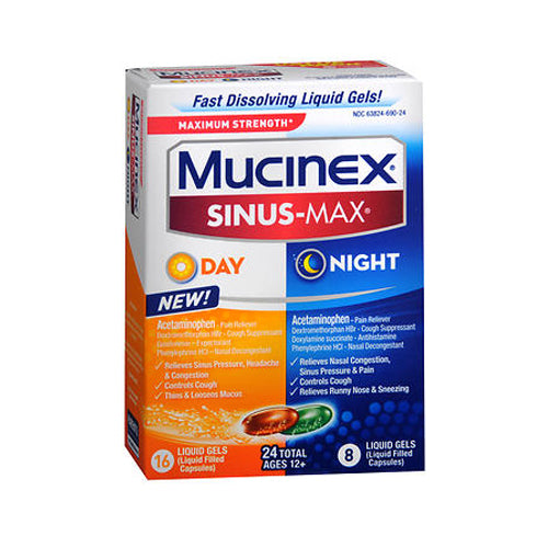 Mucinex, Mucinex Sinus-Max Day And Night Liquid Gels, 24 Caps