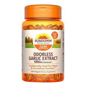 Sundown Naturals, Sundown Naturals Odorless Garlic Extract Softgels, 1000 mg, 250 Tabs
