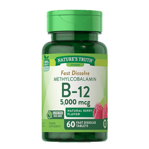 Nature's Truth, Nature's Truth B-12 Fast Dissolve Tabs Natural Berry Flavor, 5000 mcg, 60 Tabs