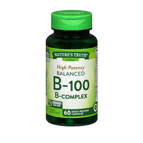 Nature's Truth, Nature's Truth High Potency Balanced B-100 B- Complex Quick Release Capsules, 60 Caps