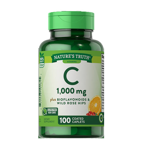 Nature's Truth, Nature's Truth Vitamin C Plus Bioflavonoids & Wild Rose Hips Coated Caplets, 1000 Mg, 100 Tabs