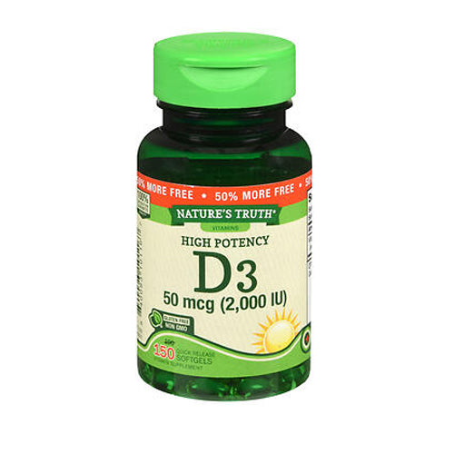 Nature's Truth, Nature's Truth High Potency Vitamin D3 Quick Release Softgels, 50 mcg, 150 Caps