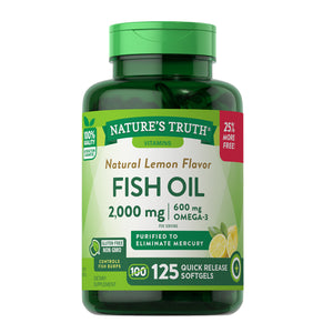 Nature's Truth, Nature's Truth Fish Oil Quick Release Softgels Natural Lemon Flavor, 2000 Mg, 125 Caps