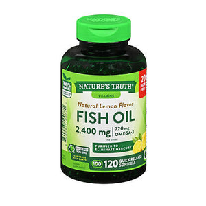 Nature's Truth, Nature's Truth Fish Oil Quick Release Softgels Natural Lemon Flavor, 2400 Mg, 120 Caps