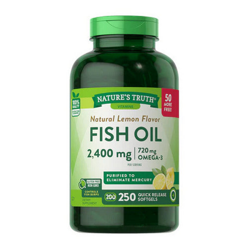 Nature's Truth, Nature's Truth Fish Oil Quick Release Softgels Natural Lemon Flavor, 2400 Mg, 250 Caps