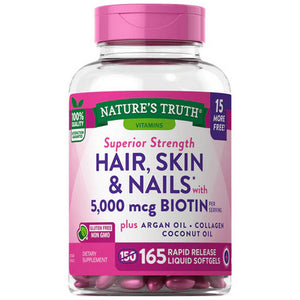 Nature's Truth, Nature's Truth Gorgeous Hair - Skin & Nails Gummies Natural Fruit Flavor, 165 Caps