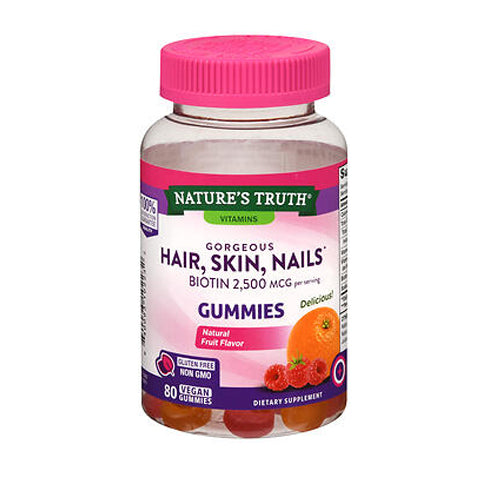 Nature's Truth, Nature's Truth Gorgeous Hair - Skin & Nails Gummies Natural Fruit Flavor, 80 Each