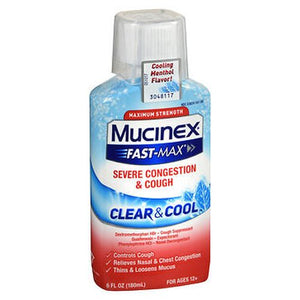 Mucinex, Mucinex Fast-Max Severe Congestion & Cough Clear & Cool Liquid, 6 Oz
