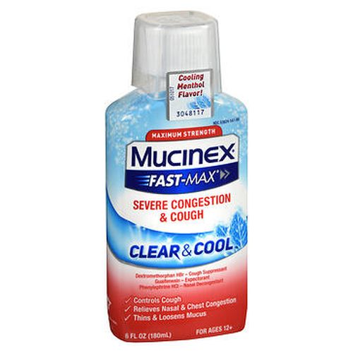 Mucinex, Mucinex Fast-Max Severe Congestion & Cough Clear & Cool Liquid, 6 Oz
