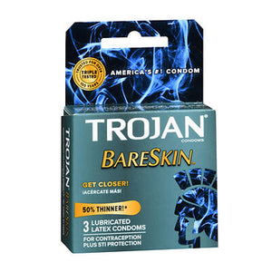 Trojan BareSkin Lubricated Premium Latex Condoms 3 Each by Trojan