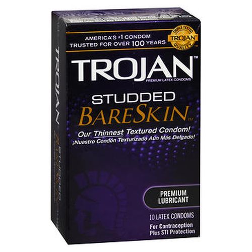Trojan Studded BareSkin Latex Condoms 10 Each by Trojan