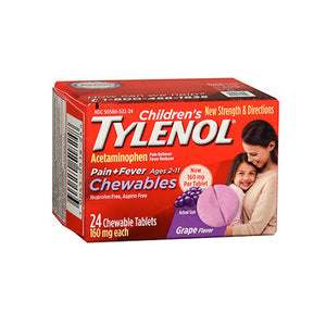 Tylenol, Tylenol Children's Pain + Fever, Grape Flavor, 24 Chewable Tabs
