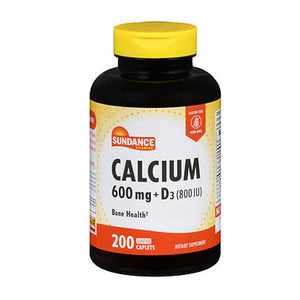 Sundance, Sundance Calcium + Vitamin D3 Coated Caplets, 200 Tabs