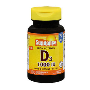 Sundance, Sundance High Potency Vitamin D3 Quick Release Softgels, 1000 IU, 100 Tabs