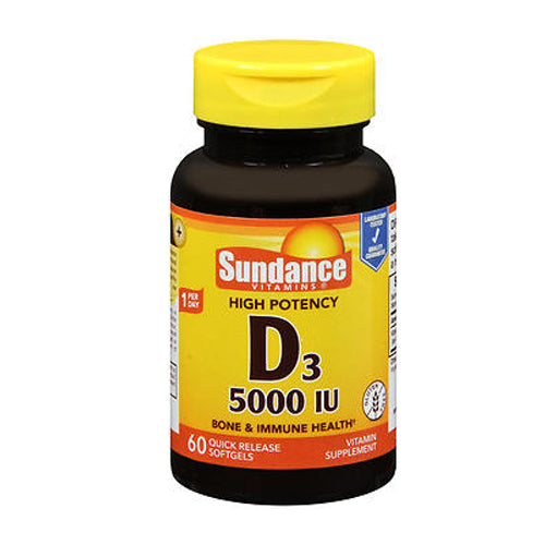Sundance, Sundance Vitamins Vitamin D3 High Potency Softgels, 5000 IU, 60 Tabs