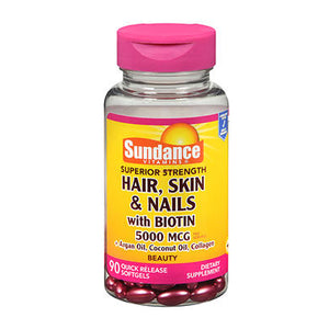 Sundance, Sundance Hair - Skin & Nails With Biotin Softgels, 5000 mcg, 90 Tabs
