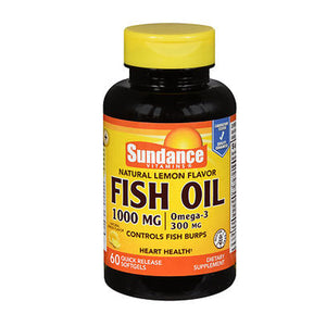 Sundance, Sundance Vitamins Fish Oil Softgels Natural Lemon Flavor, 1000 mg, 60 Tabs