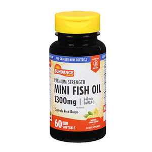 Sundance, Sundance Vitamins Fish Oil Mini Softgels Natural Lemon Flavor, 1300 mg, 60 Tabs