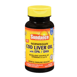 Sundance, Sundance Norwegian Cod Liver Oil With EPA-DHA Quick Release Softgels, 100 Tabs