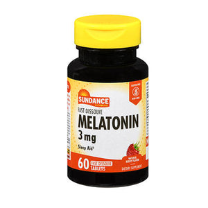 Sundance, Sundance Vitamins Melatonin Tablets Natural Berry Flavor, 3 mg, 60 Tabs