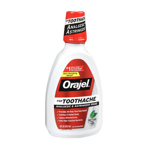 Orajel, Orajel Analgesic & Astringent Rinse for Toothache Soothing Mint, 16 Oz