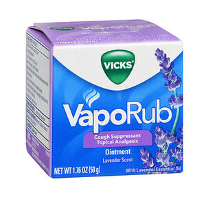 Vicks, Vicks Vaporub Cough Suppressant Topical Analgesic Ointment Lavender Scent, 1.76 Oz