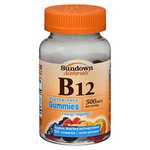 Sundown Naturals, Sundown Naturals B12 Gummies Assorted Flavors, 500 mcg, 50 Count