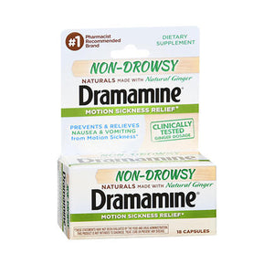 Med Tech Products, Dramamine Non-Drowsy Naturals With Ginger, 18 Tabs